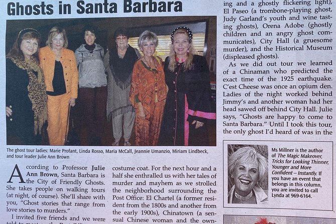 Santa Barbara Ghost Tour - 1 hour -"Invisible Becomes Visible!" - Small group energy: personalized attention makes a difference