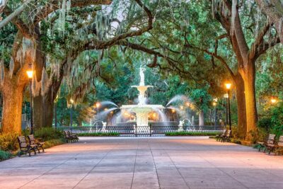 Savannah Quest Experience: Ghost Hunt - Route overview: from Forsyth Park to the Waving Girl