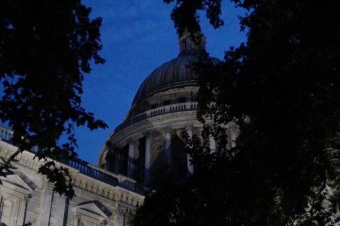 The Fading Light London Ghost Walk - The Monument to the Great Fire and London Bridge at night